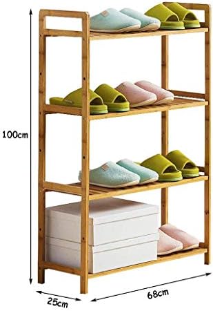 KMMK 4 Tier Tier Bamboo Natural Bamboo, מארגן אחסון מתלה נעל, 12 זוגות נעליים, טוב לחדר השינה בסלון המסדרון, | מדף